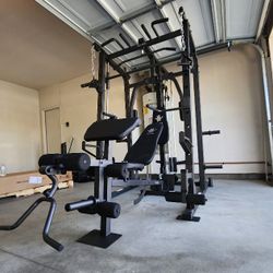 | Smith Machine 1001 | Squat Rack | 230lbs Bumper Weight Plates | Multi-Use Adj Bench | Barbell | Gym Equipment | Fitness | Excercise | FREE DELIVERY 