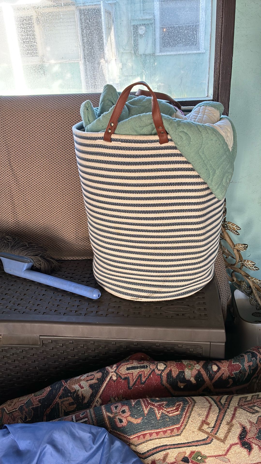 Large Blue And White Basket