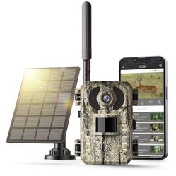 48MP 4G LTE Cellular Trail Cameras,Live Streaming Game Camera Built-in SIM Card 0.2s Trigger Speed Motion Activated Solar Trail Camera with Night Visi