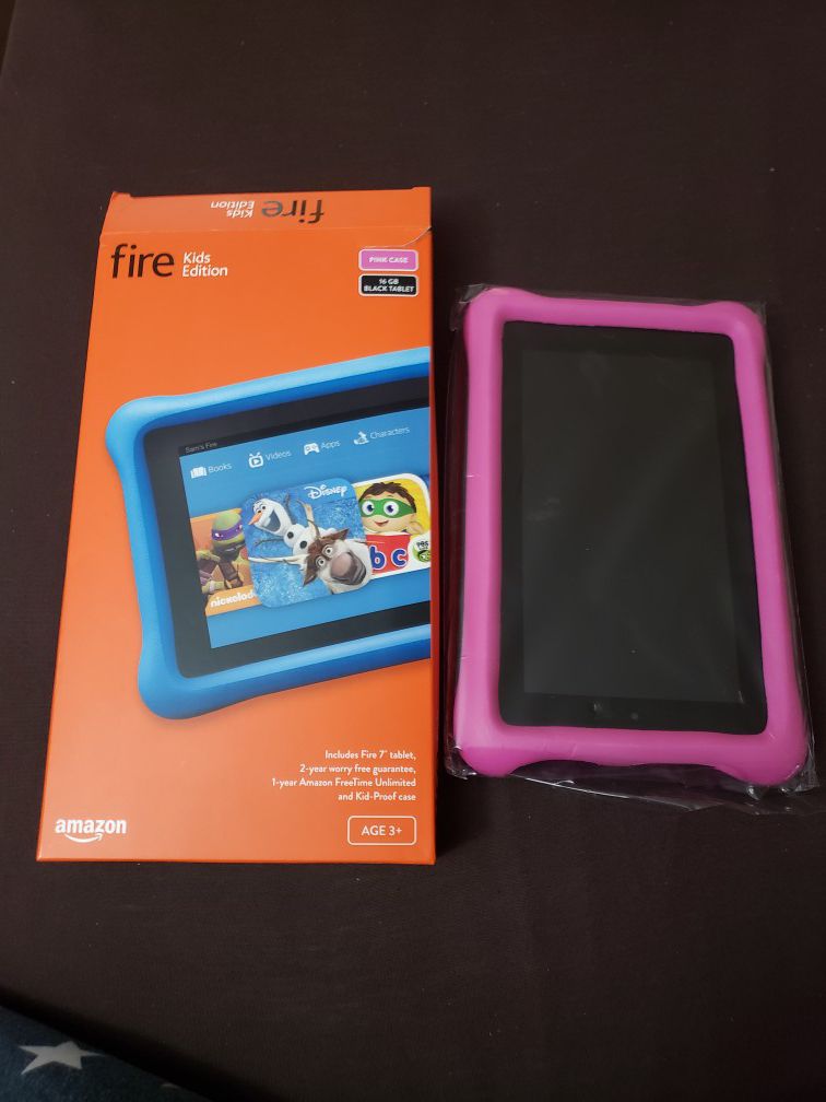Fire kids edition 7" 16gb black tablet with pink case