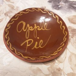 Ned Foltz 1982 "Apple Pie" Redware Bowl. 9 1/4"  Excellent Contition