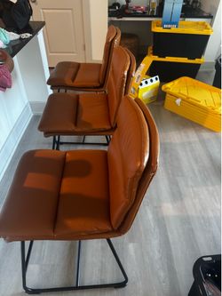 Tan Leather Counter Stools (set of 3)