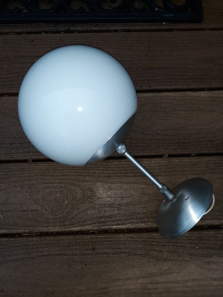 VINTAGE atomic mid century globe light fixture brushed aluminum 1960's