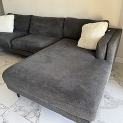Living Spaces Mid Century Modern Gray Sectional Sofa Sala 