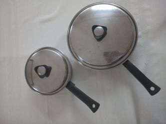 Vintage Regal Ware Heavy Weight Stainless Steel Covered Frypan ($20) & Covered Saucepan ($15)
