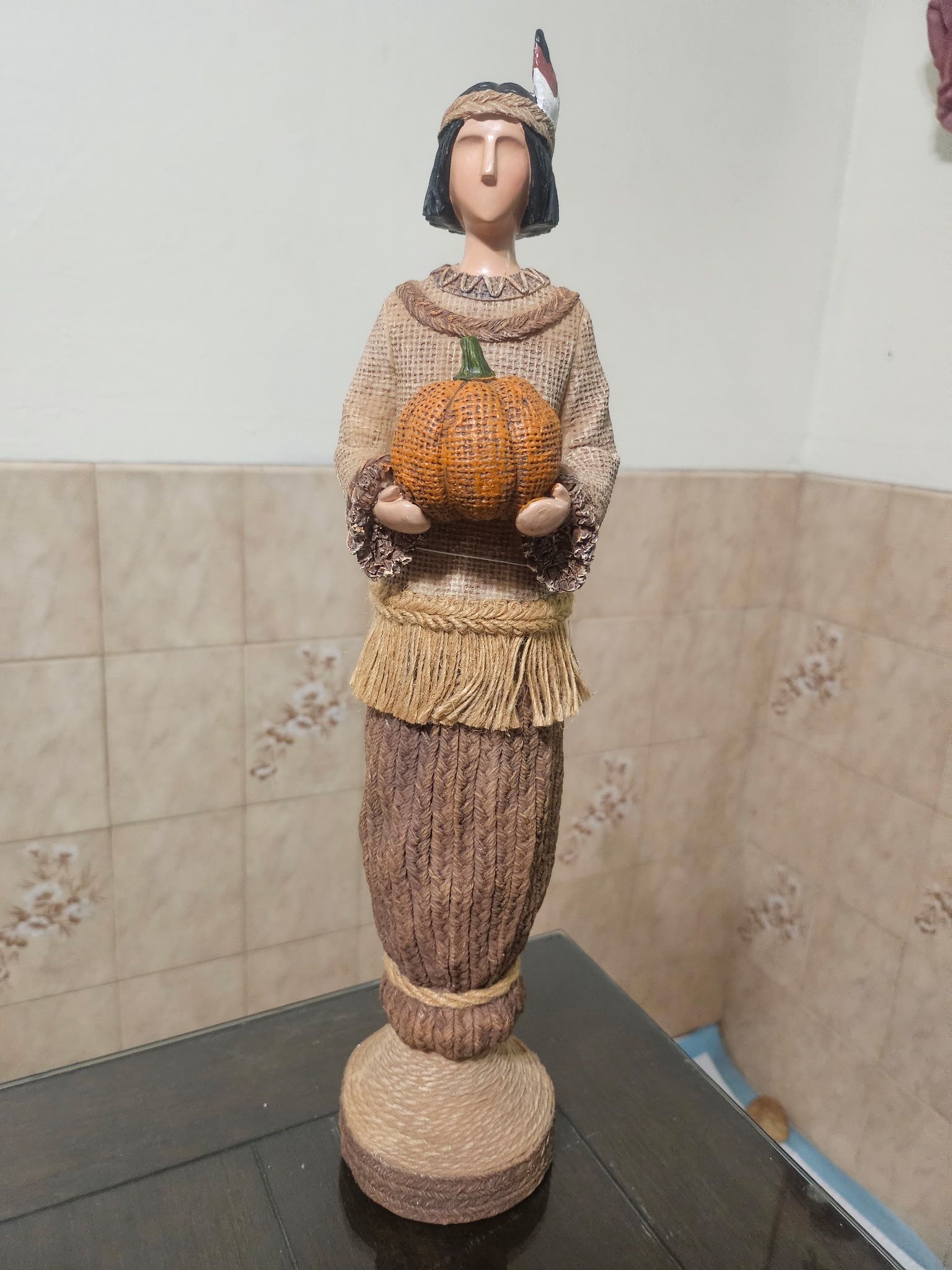 Thanksgiving, Indian figurines statue with pumpkin