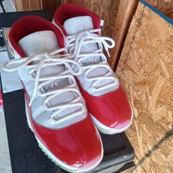 Red And White Jordan 11s Size 11.5