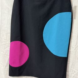 Worthington Pencil Skirt, Lined , Size 2, Polka Dot Colorblock