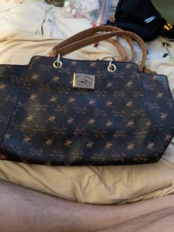 Beverly Hills Polo Club Large Tote Handbag Brown Monogram Purse Shoulder Bag