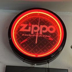 Zippo Dealer Metal Neon Clock