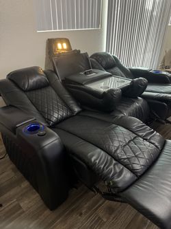 Power Reclining Home Theater Sofa w/ USB & LED Lights
