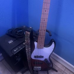 Squier jazz bass electric guitar