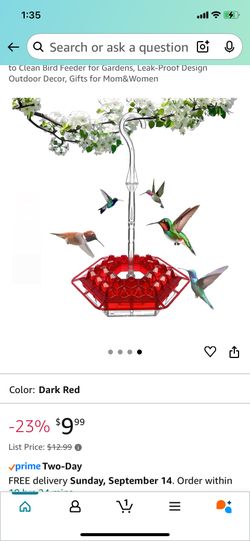 Hummingbird Feeder Dark Red