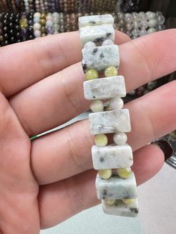 Kiwi Jasper Soft Bangle Bracelet 6.5” Natural Quartz Crystal Healing Stone