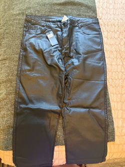 Black Faux Leather Pants with Tags