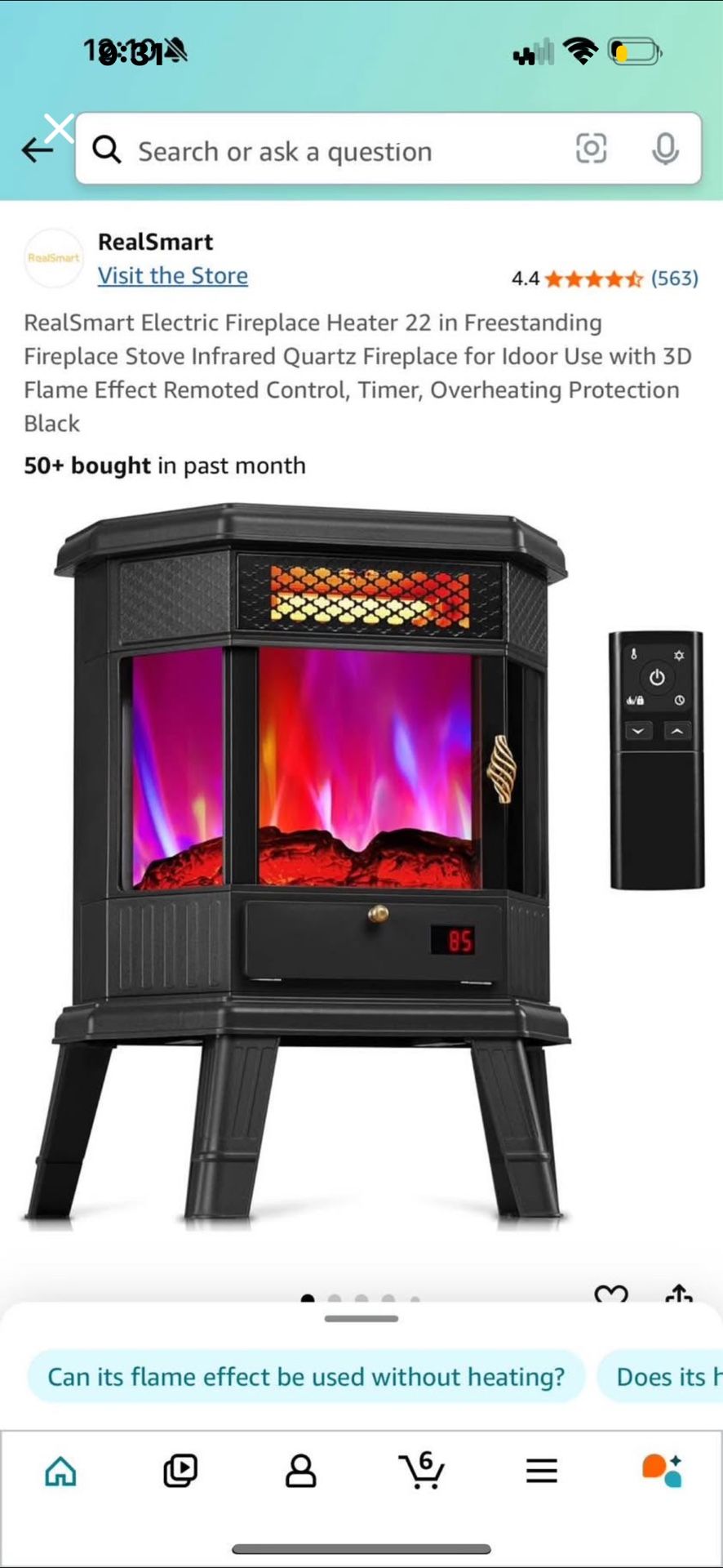 Real Smart Electric Fireplace Heater (22in)
