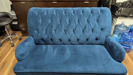 Loveseat Navy Blue Soft Velvet