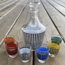 Vintage Bar ware Set Includes Decanter & 6 Shot Glasses
