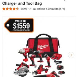 M18 18-Volt Lithium-Ion Cordless Combo Kit 9-Tool with 2-Batteries, Charger and Tool Bag