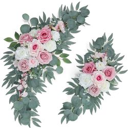 ponatia Artificial Wedding Arch Flowers (Pack of 2), Dusty Rose Wedding Flowers for Wedding Welcome Signs Floral Decorations and Wedding Reception Cer