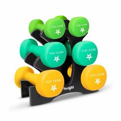Neoprene Dumbbell Set 3/5/8 lb Pairs with Rack - NEW