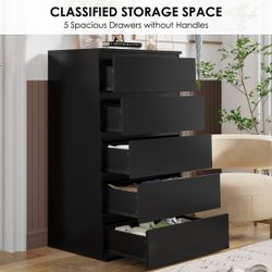 Black 5-Drawer Dresser Chest