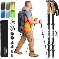 Foxelli Trekking Poles – Lightweight Collapsible Aircraft Grade Aluminum Hiking