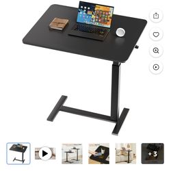 Adjustable Overbed Bedside Table with Hidden Wheels for Hospital, Black $45