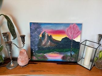 Original Hand-Painted Fantasy Landscape Canvas – $10