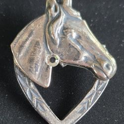 VTG. Sterling Silver Horses Head Brooch/Pin Very Rare!