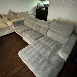 Felix Grey 109" 3 Piece Power Reclining Modular Sectional With Right Arm Facing Chaise & USB | Fabri