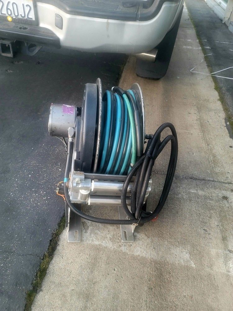 Hannay Reels Electric Rewind Pressure Washer Hose Reel And Hose