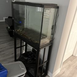 40 Gallon Fish tank With Stand , Filter And Heater , Almost Cleaning Pump And Etc 