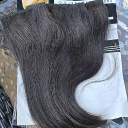 Human Hair Extension 10" Clip On Dark Brown 