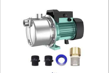 PUMPMAN 1HP Shallow Jet Well Pump Portable Garden Pump, 980GPH 110V 148Feet Stainless Steel, Water Transfer Draining Irrigation Pump Lawn Water Sprink