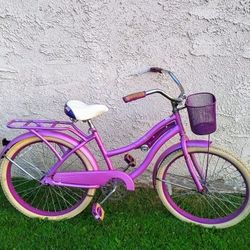 Women's Purple Huffy Nel Lusso 24" Beach Cruiser Bike Bicicleta Basket 