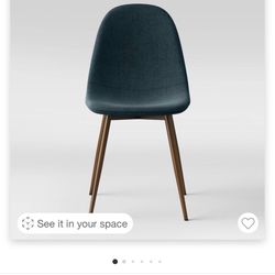 2pk Copley Dining Chairs Teal - Threshold™: Upholstered, Metal Legs, Mid-Century Modern, Foam Filled