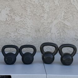 8-Piece Cast Iron Kettlebell Lot – 15lb, 20lb, 25lb, 35lb & 50lb (Yes4All & Mixed Brands)