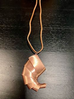 Unique copper necklace-hand made-real leather