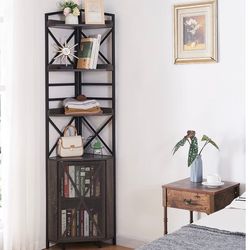 Corner Bookshelf 5-Tier with Storage