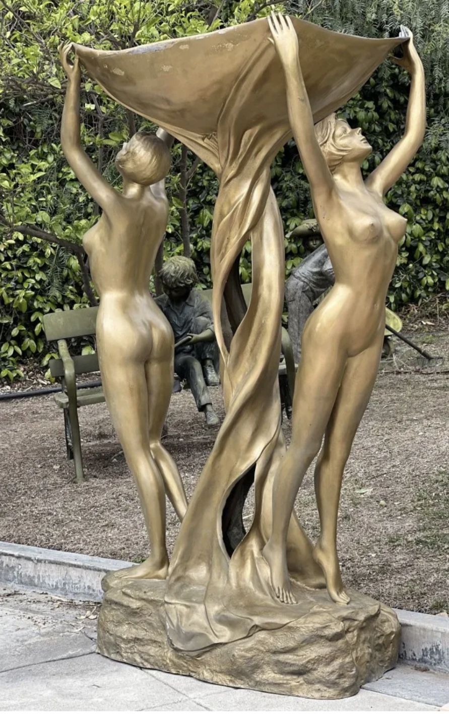 Art Deco Life Size Ladies Bronze Sculpture Fountain