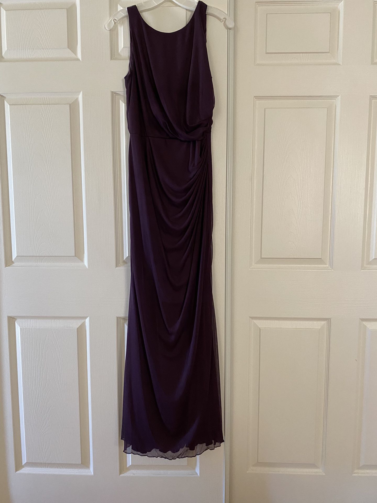 Purple Dress Slit On the Left Side .