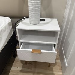 White Nightstand with Charging Station