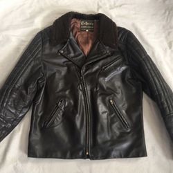 Vintage Leather Motorcycle Bomber Jacket 