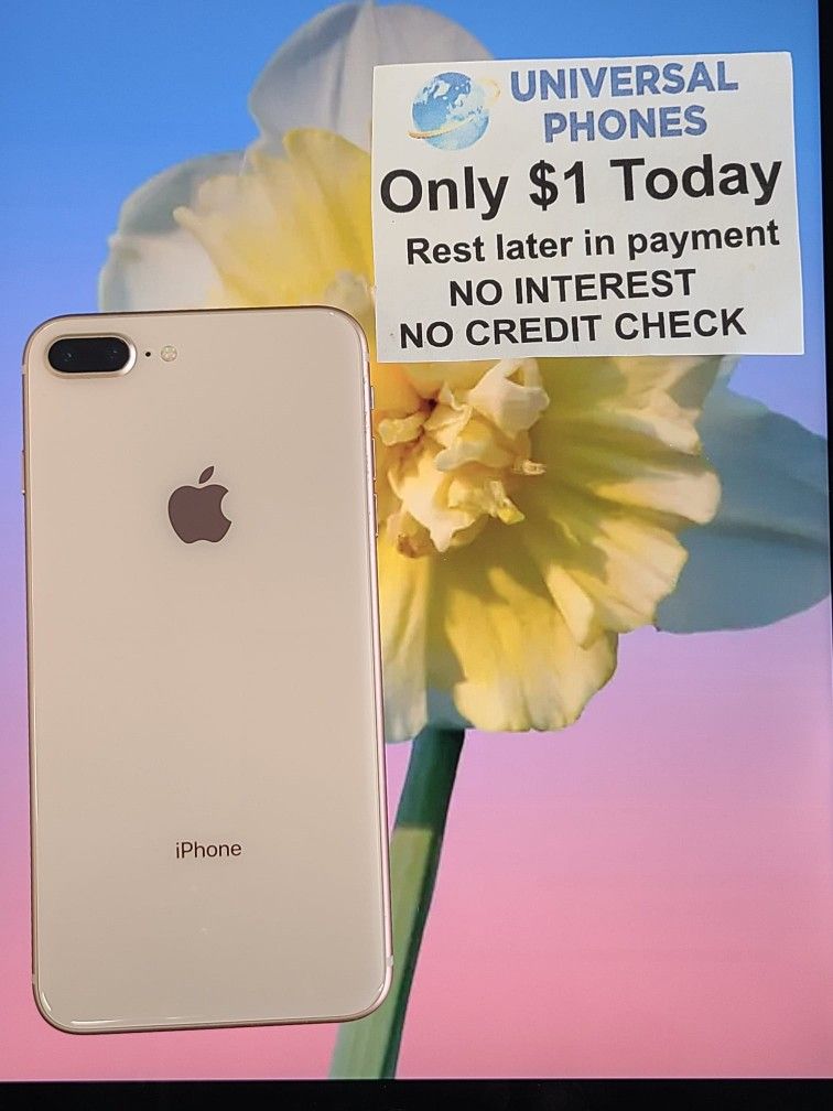 Apple IPhone 8+ 64gb UNLOCKED . NO CREDIT CHECK $1 DOWN PAYMENT OPTION 3 Months Warranty * 30 Days Return *