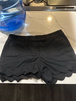 Black Scallop Hem Shorts J Crew