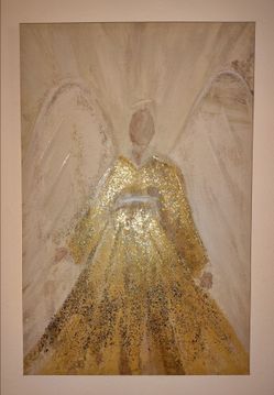 $60 OBO Original Angel Canvas Painting with Gold Glitter