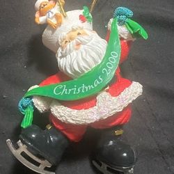 Vintage 2000 Hallmark Keepsake Ornament - Patriotic Ice Skating Santa