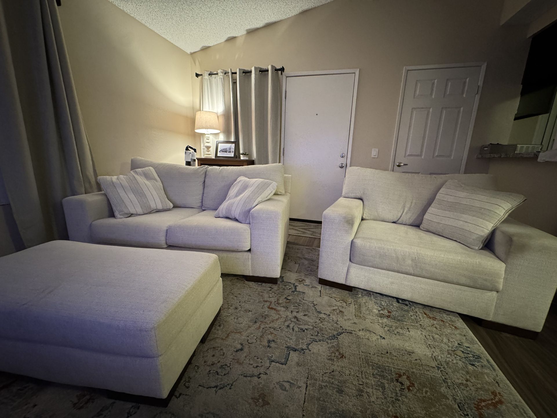 Loveseat, Chair, Ottoman -$150