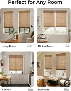 LazBlinds Cordless Bamboo Roman Shades — 46.5x48 Highfield Teak